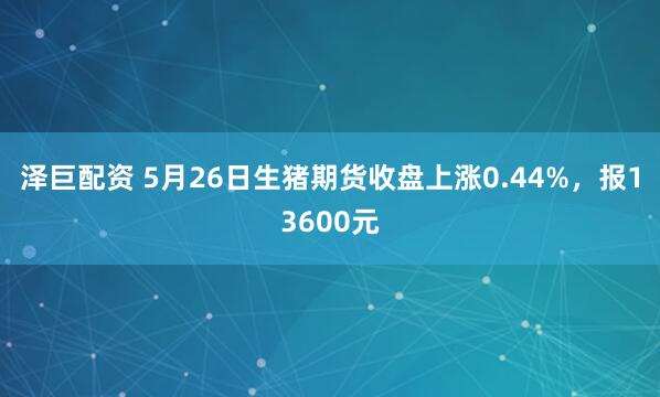 泽巨配资 5月26日生猪期货收盘上涨0.44%,报13600元