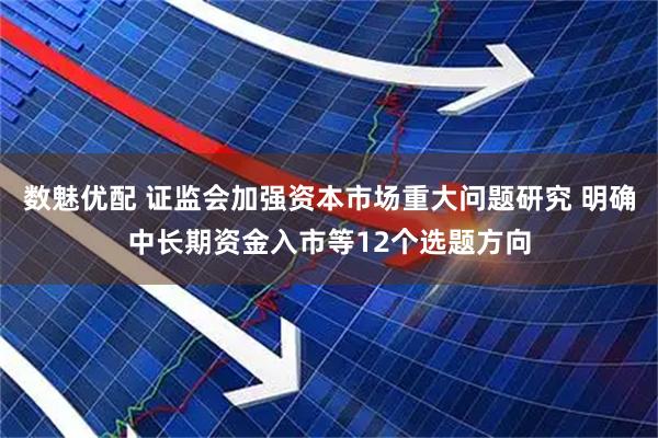 数魅优配 证监会加强资本市场重大问题研究 明确中长期资金入市等12个选题方向