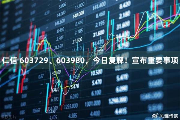 仁信 603729、603980，今日复牌！宣布重要事项