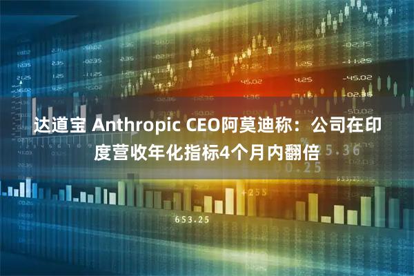 达道宝 Anthropic CEO阿莫迪称：公司在印度营收年化指标4个月内翻倍